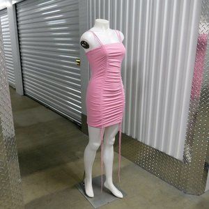Bubble Gum Pink Ruched Bodycon Mini Dress Small